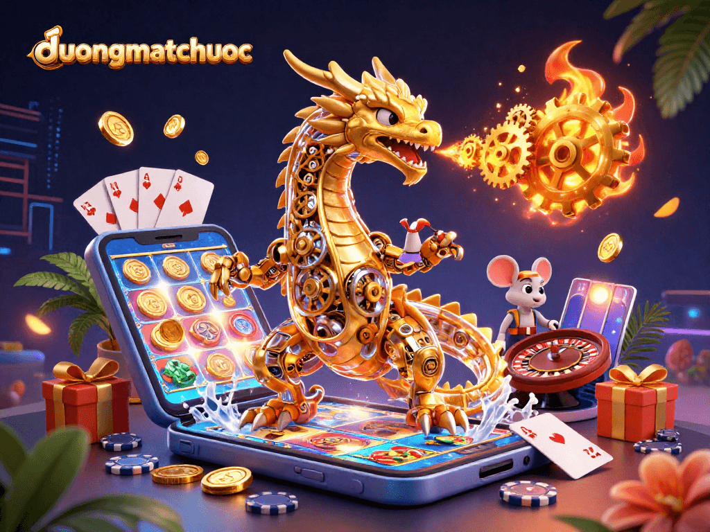 Experience thrilling gameplay in duongmatchuoc with golden dragon and immersive casino elements.