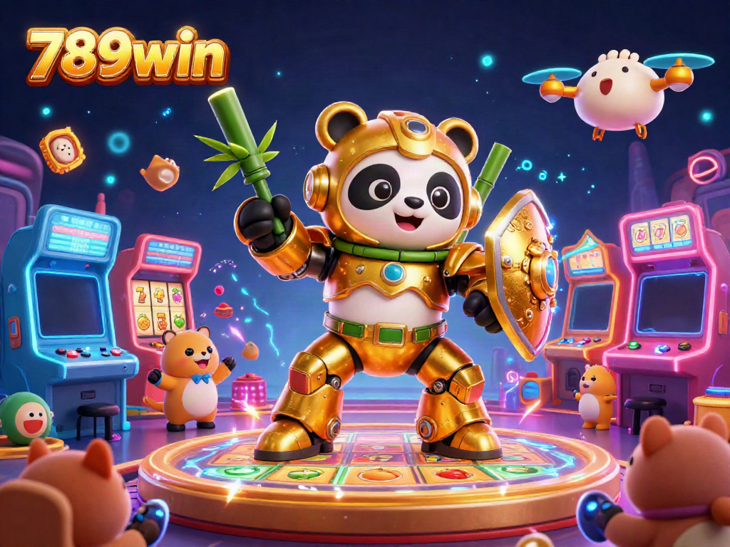Experience thrilling gaming at 789win with vibrant slots and lively characters in a festive casino scene.