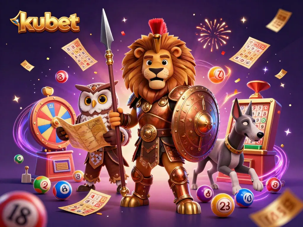 Experience thrilling kubet gameplay with a vibrant 3D casino scene showcasing lottery excitement.