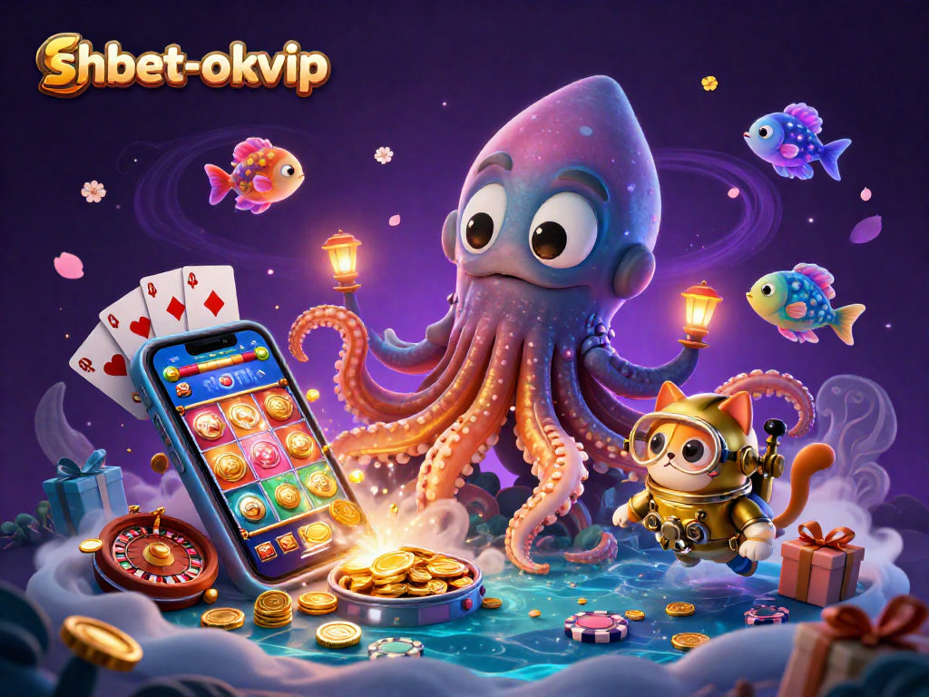 Win at shbet-okvip with a colossal kraken, diving cat, and vibrant casino elements!