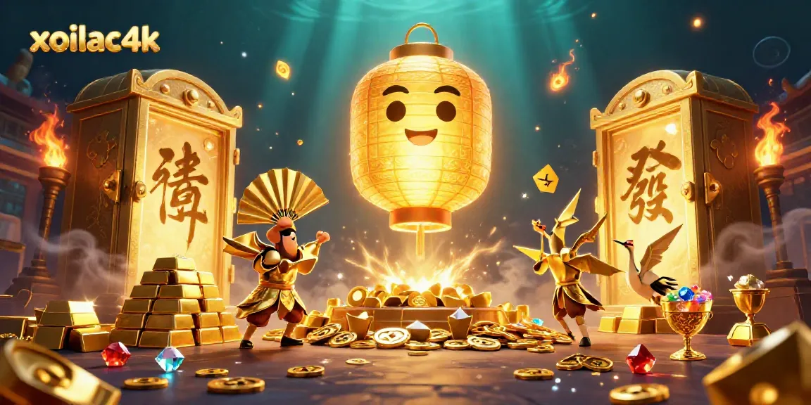 Engage in exciting gaming with xoilac4k’s vibrant 3D casino illustration featuring golden treasures.