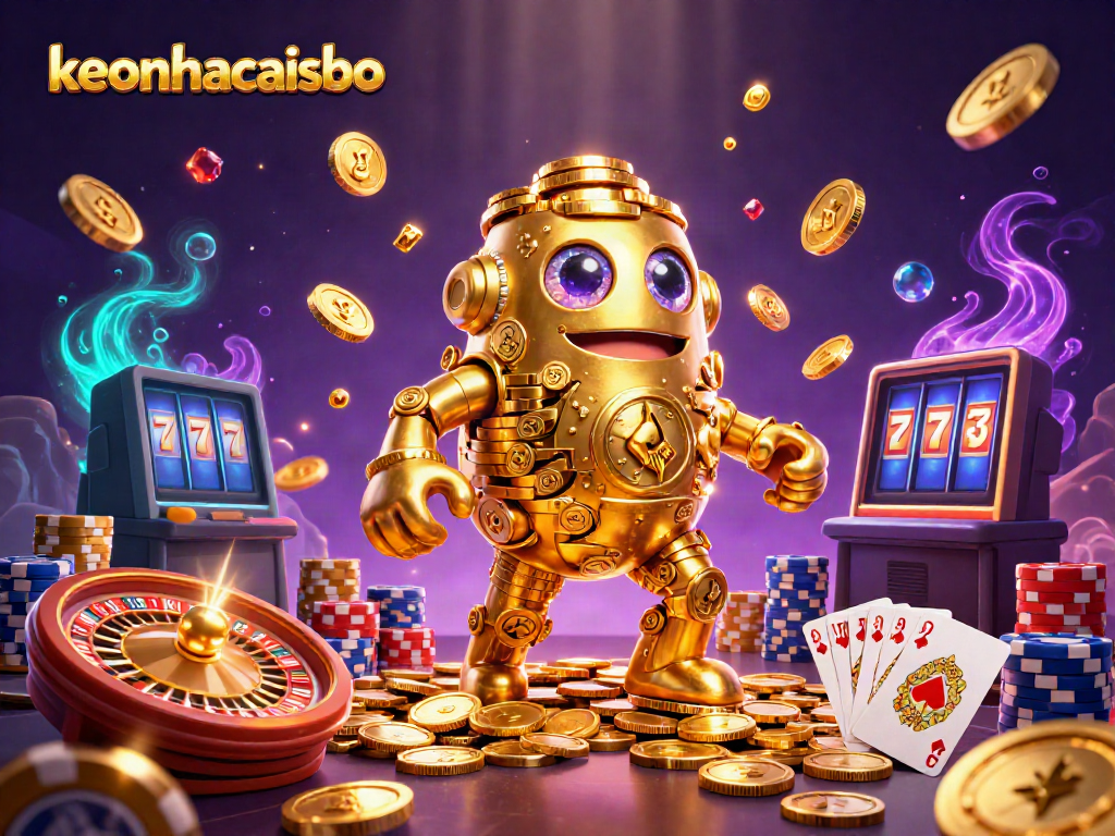 Engage in thrilling gaming with keonhacaisbo, featuring dynamic scenes of vibrant casino elements.