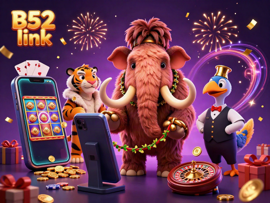 Experience the thrill of B52 link at a vibrant casino with unique characters and winning game elements.