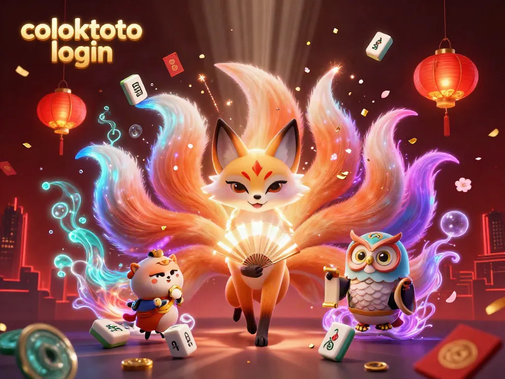 Experience the magic of coloktoto login with a vibrant illustration of a nine-tailed fox and glowing casino elements.