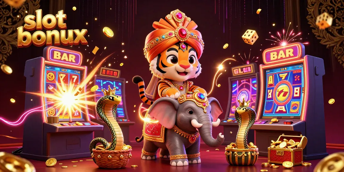 Experience the thrilling slot bonus action in a vibrant 3D casino scene with exciting game elements.
