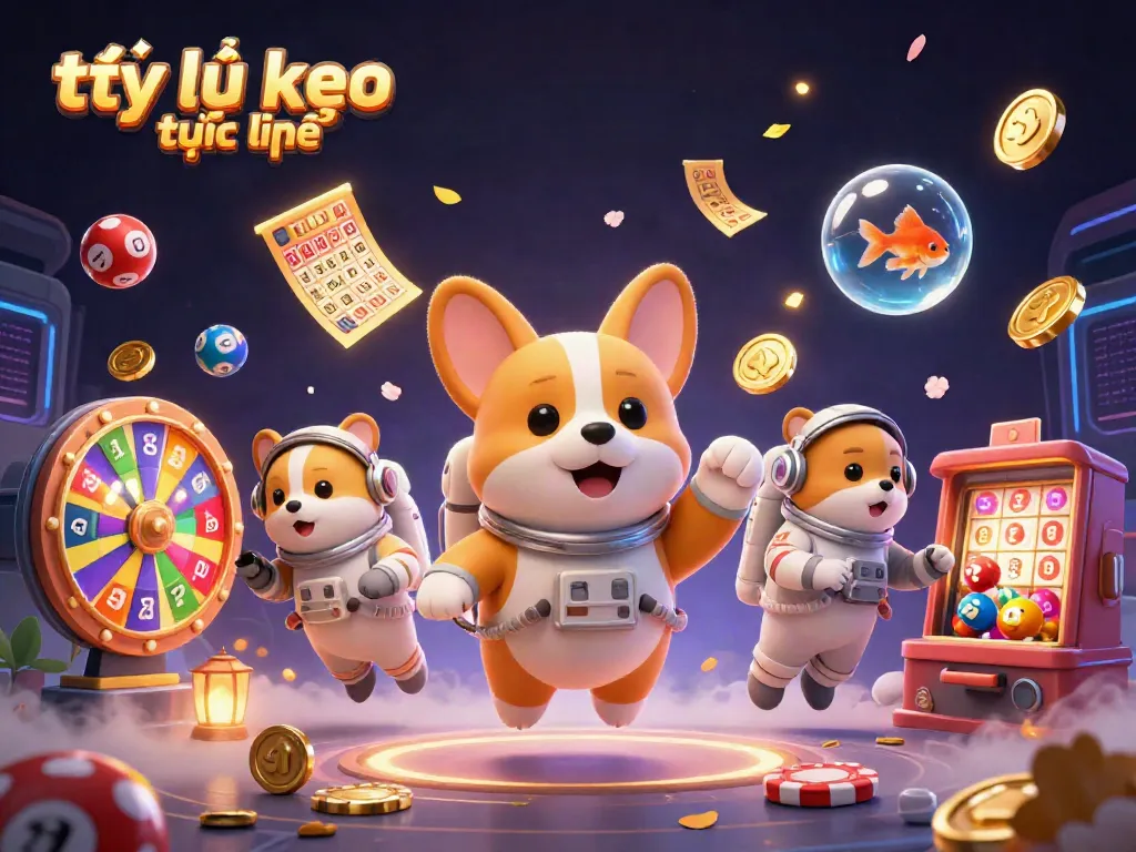 Engage with tỷ lệ kèo trực tuyến through an imaginative casino-themed illustration featuring 3D characters.