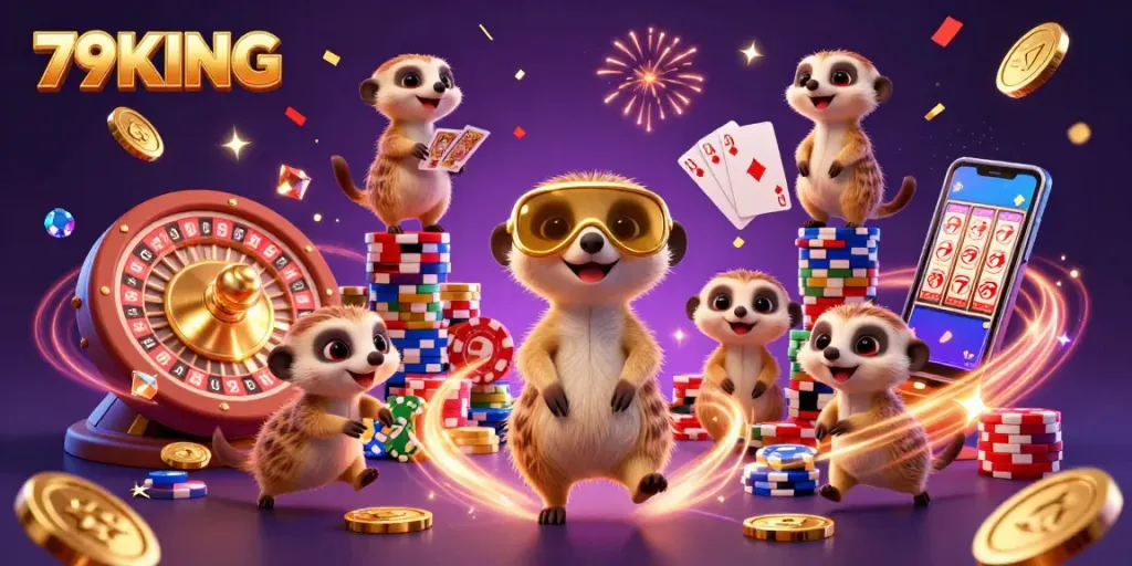 Experience dynamic gameplay at 79KING with thrilling meerkat casino action featuring colorful poker chips.