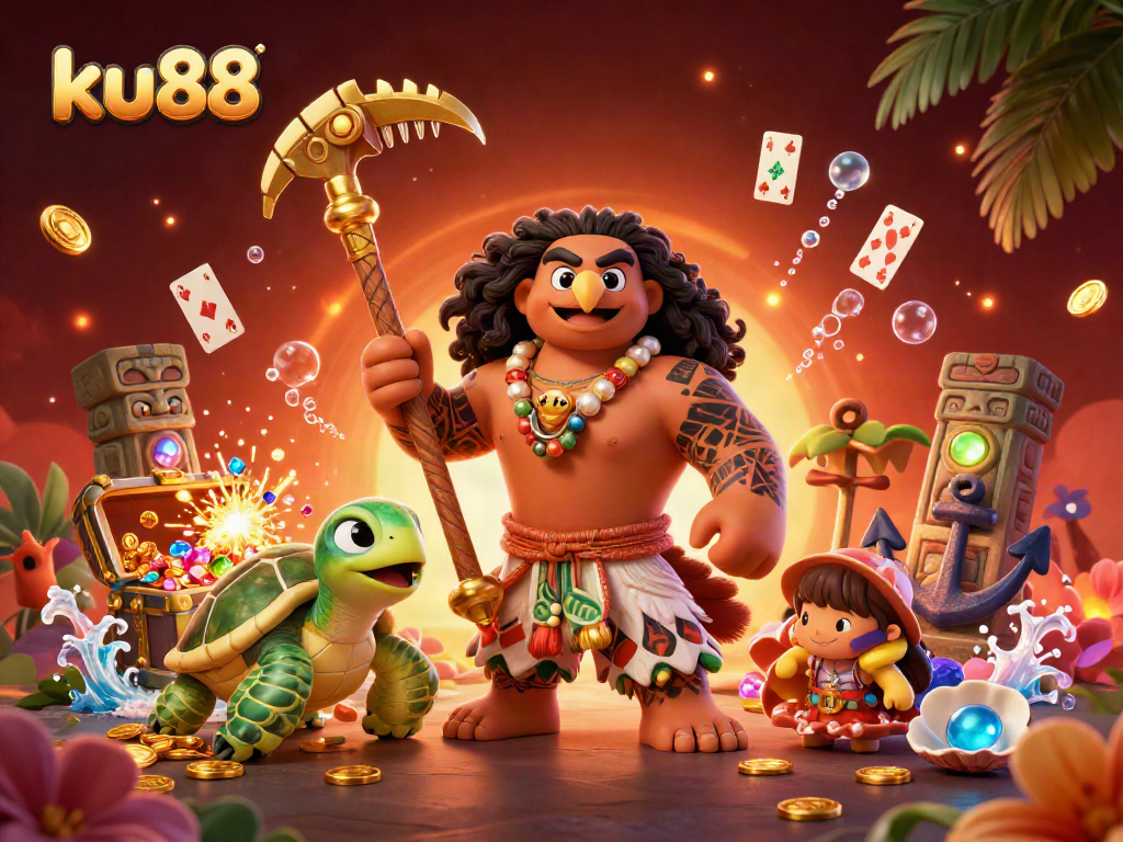 ku88 live casino experience with hawk and turtle characters amidst vibrant gaming elements.