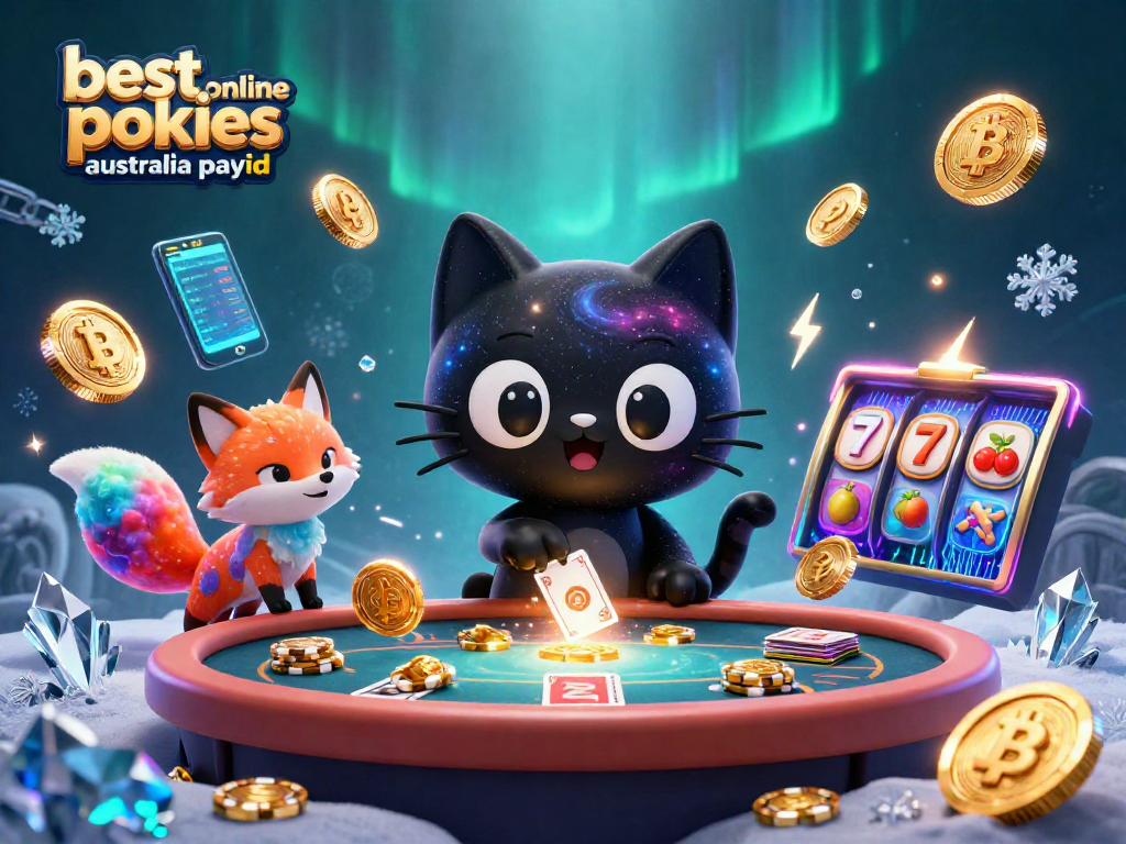 Experience exciting gameplay with the best online pokies Australia PayID in this colorful cosmic casino illustration.