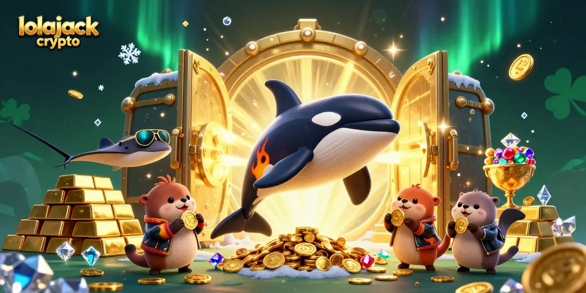 Experience the thrill with lolajack crypto in this dynamic casino-themed scene featuring animated characters and abundant treasures.