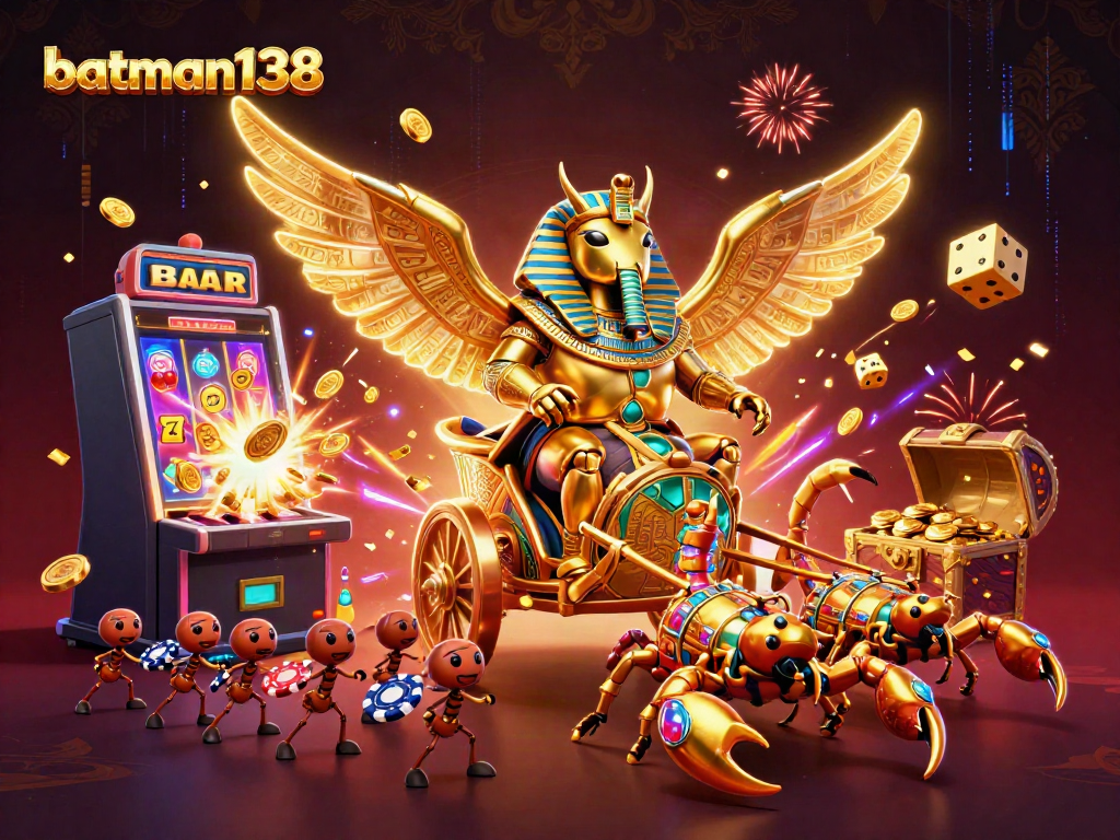 Experience the thrill of winning at batman138 with a dynamic 3D illustration of energizing casino elements.