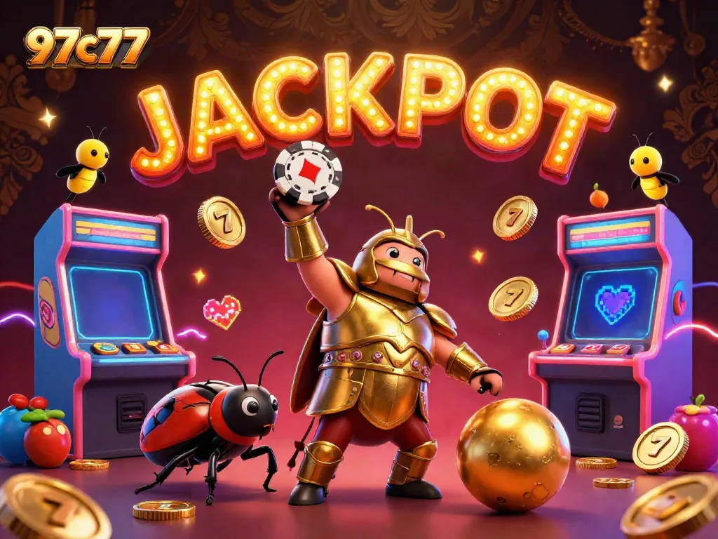 Experience the thrilling excitement at 97c77 with vibrant slot reels and animated characters!