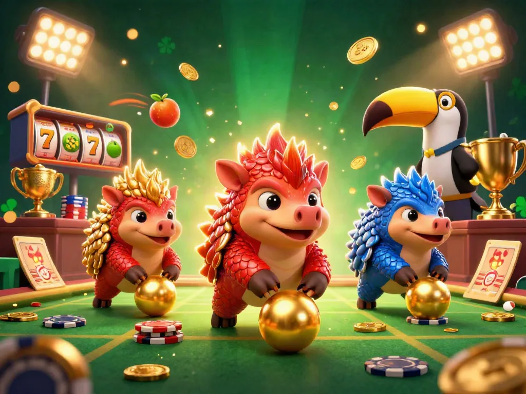Experience fun games like Lavish Luck Casino with our dynamic illustration featuring lively characters and casino elements.