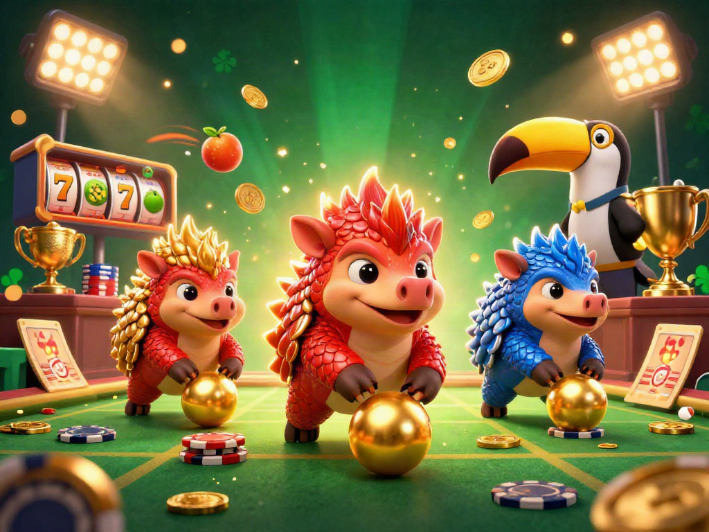 Experience fun games like Lavish Luck Casino with our dynamic illustration featuring lively characters and casino elements.