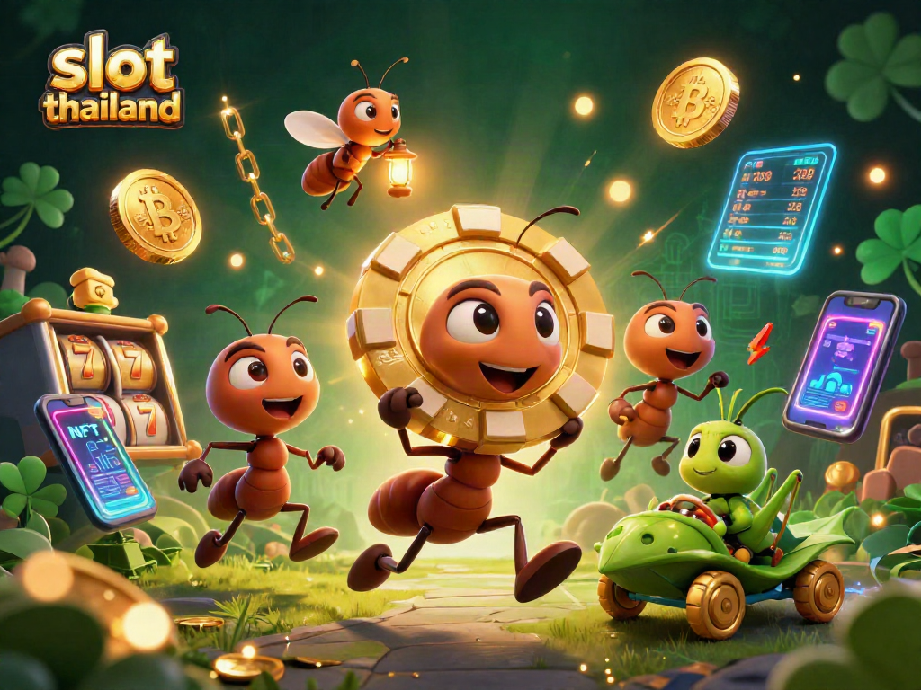 Experience thrilling slot thailand excitement with a whimsical scene of cartoon ants in a casino heist.