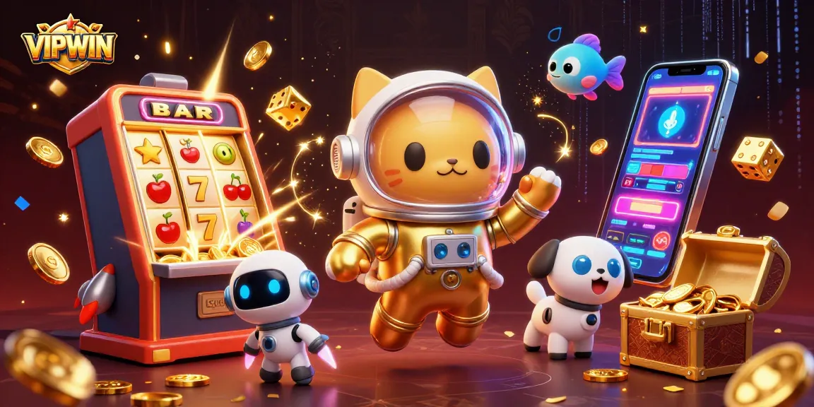 Spin and win big with VIPWIN in a dazzling casino adventure featuring astronauts and jackpots.