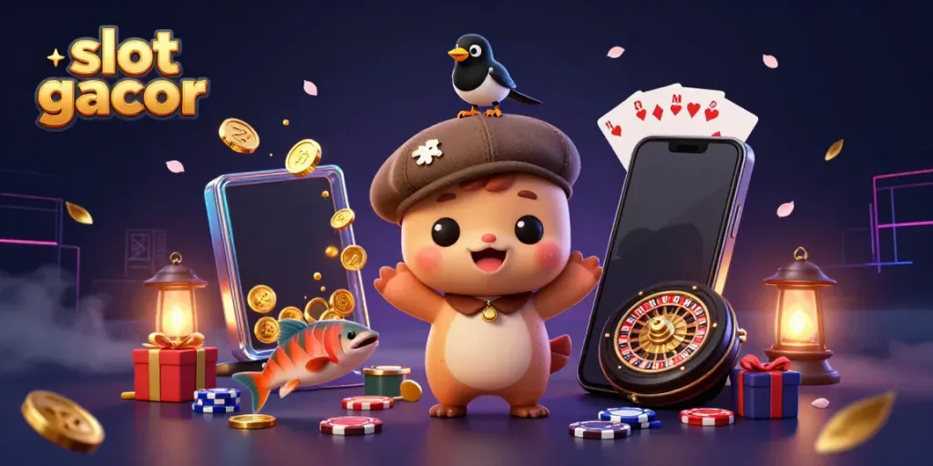Experience thrilling slot gacor action in this vibrant 3D illustration showcasing fun characters and gaming elements.