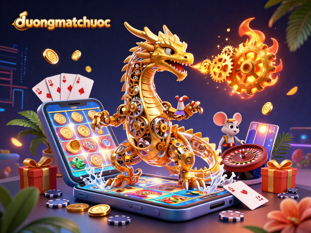 Experience thrilling gameplay in duongmatchuoc with golden dragon and immersive casino elements.