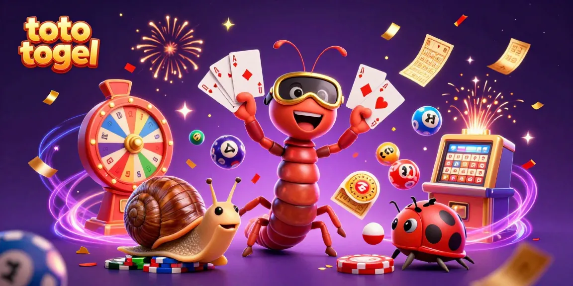 Experience the excitement of toto togel with a vibrant 3D casino scene showcasing joyful characters and lottery elements.