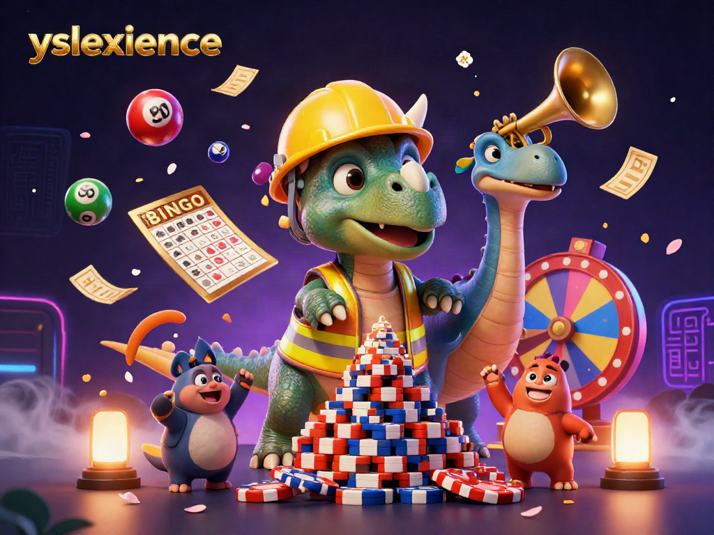 Experience the thrilling world of yslexperience as fun characters celebrate at a vibrant casino scene.