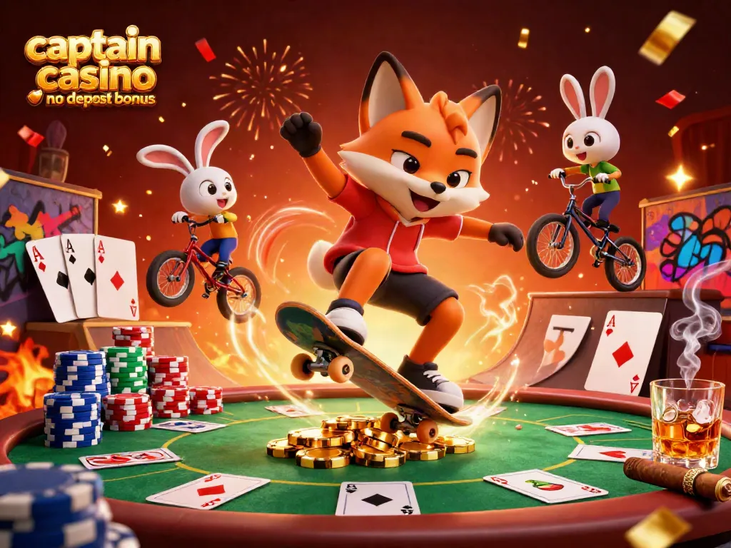 Experience the thrill of captain jack casino no deposit bonus with vibrant cartoon fox and rabbit in action!