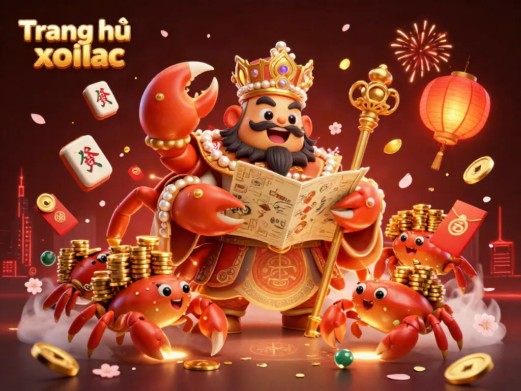 Experience exciting gameplay on Trang chủ xoilac with our vibrant 3D casino illustration featuring a grand crab emperor.