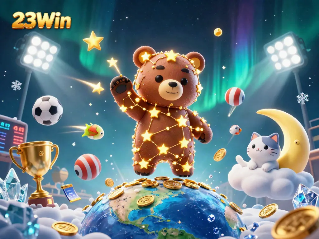 Betting with 23Win in a vibrant 3D casino scene filled with dynamic elements.