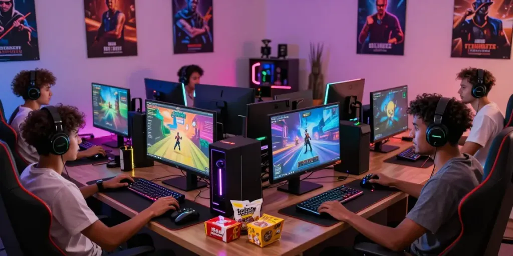 Gamers enjoying QQMacan platform in a vibrant gaming environment with immersive gameplay.