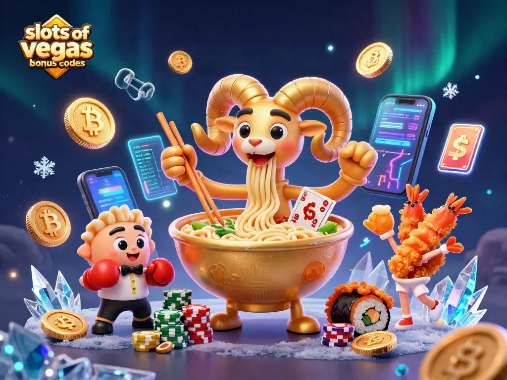 Play with the latest slots of vegas bonus codes amid a vibrant 3D casino scene.