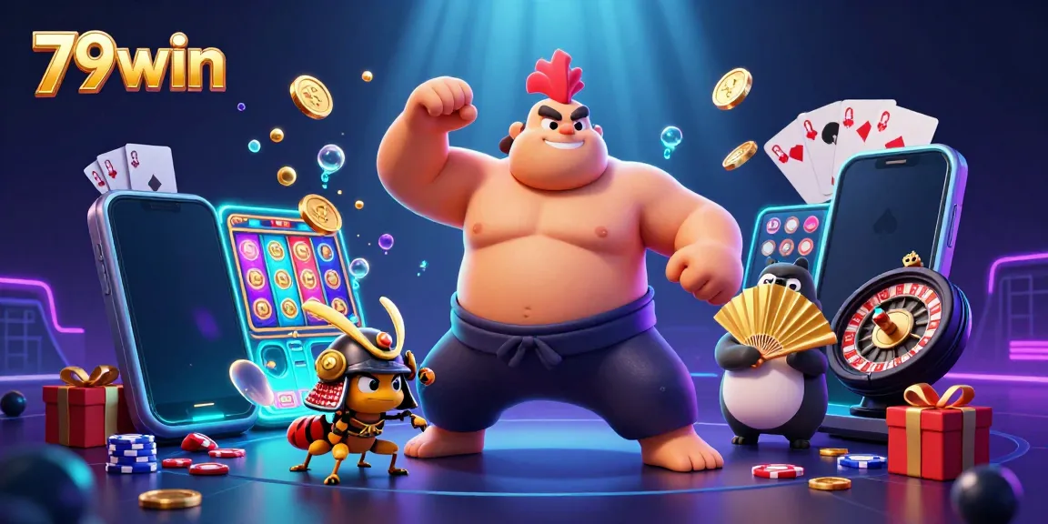 Experience the exciting world of 79win with charming characters in a vibrant casino setting.