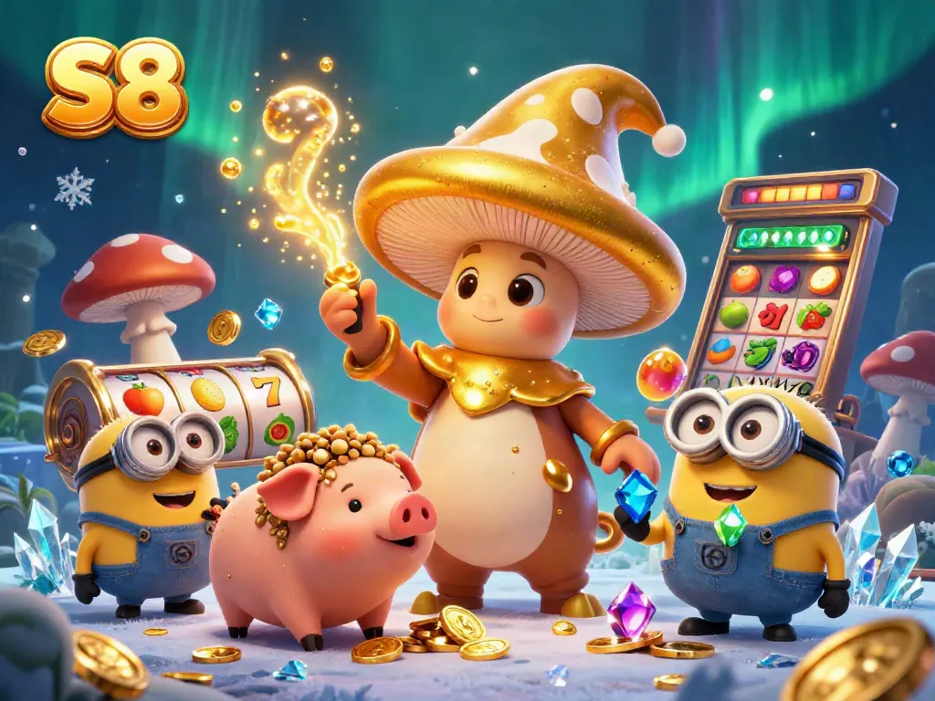 Experience the magic of S8 in this vibrant casino world filled with enchanting characters and slot machines.