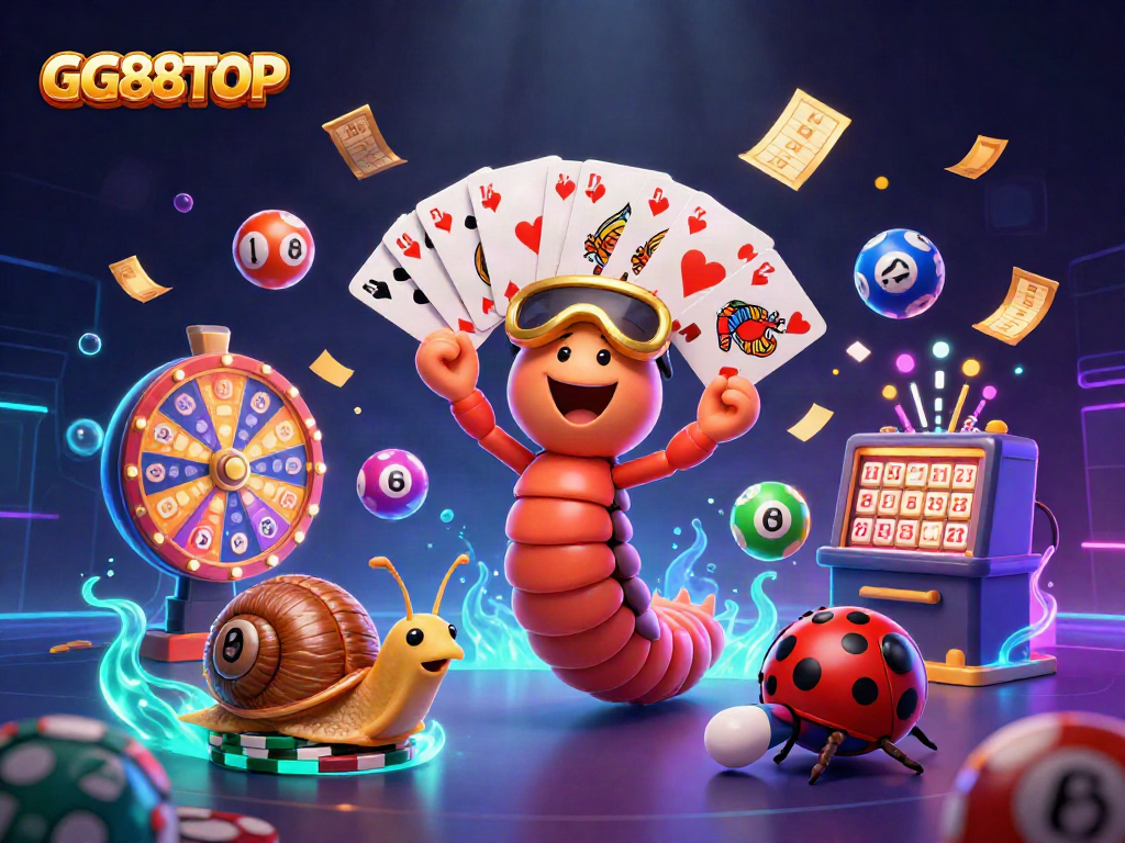 Experience thrilling gaming excitement at GG88TOP with a vibrant 3D casino illustration of winning moments.
