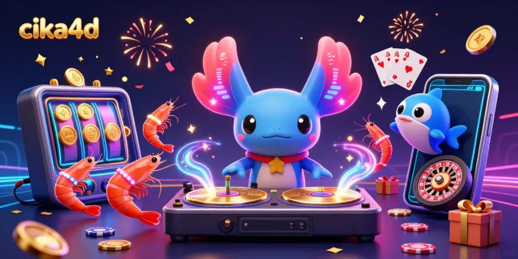 Experience the thrill of cika4d with vibrant characters and exciting casino elements in this dynamic scene.