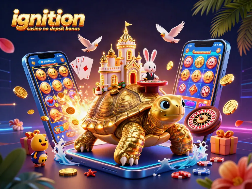 Win big with the ignition casino no deposit bonus featuring vibrant casino elements and lucky characters.
