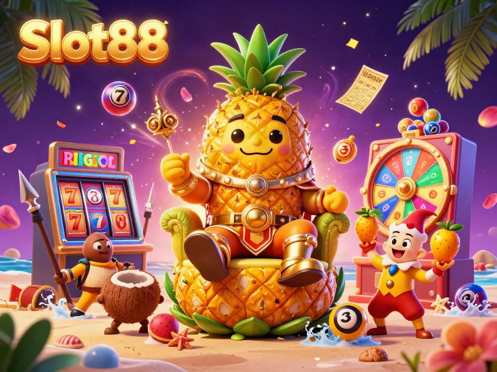 Experience the excitement of Slot88 with vibrant casino characters and lively gaming elements in stunning 3D.