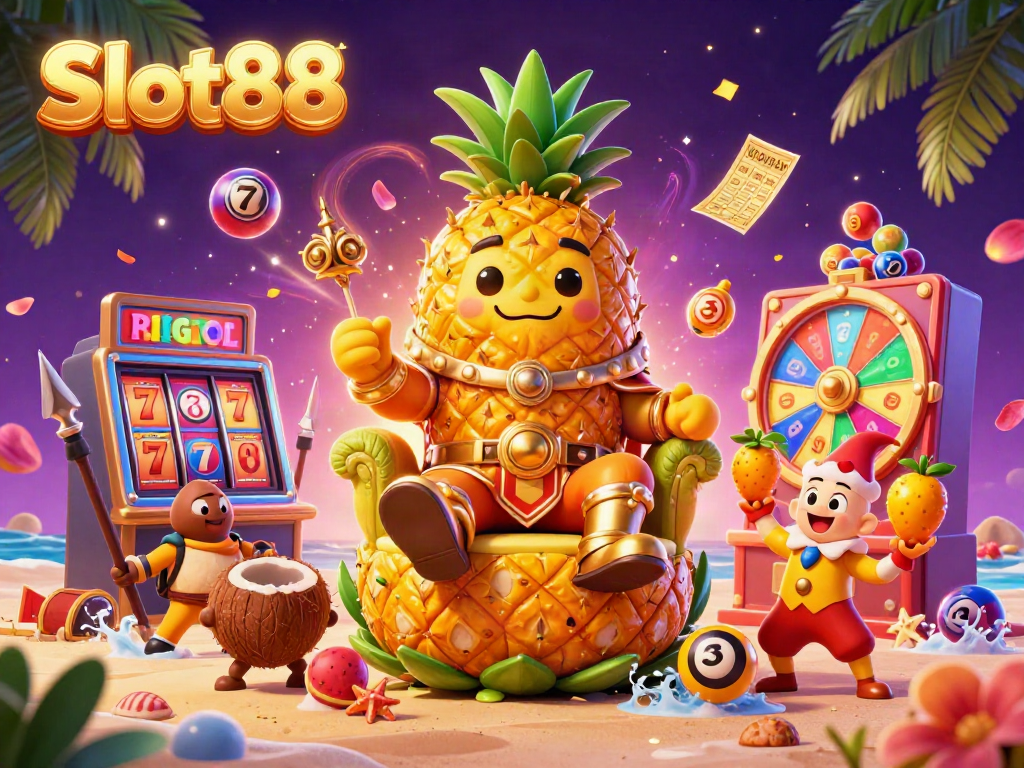 Experience the excitement of Slot88 with vibrant casino characters and lively gaming elements in stunning 3D.