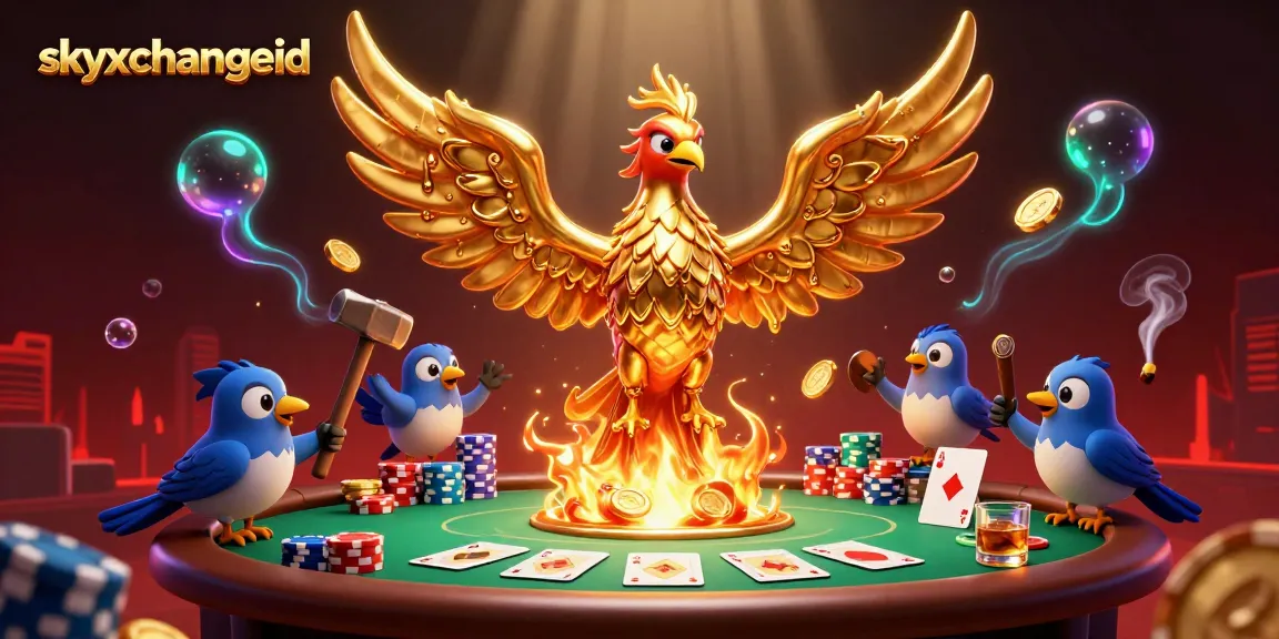 Experience thrilling poker moments at skyxchangeid with a molten phoenix representing winning bets.